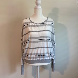 Anthropologie Gray and white striped top